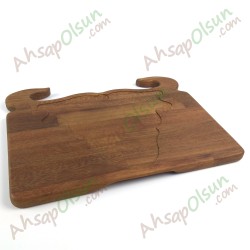Paslanmaz Çelik ve Ahşap İroko Sunum Tahtası · Boğa   35x27 cm