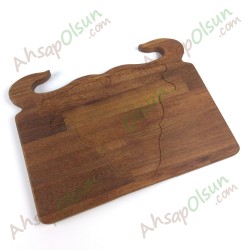 Paslanmaz Çelik ve Ahşap İroko Sunum Tahtası · Boğa   35x27 cm