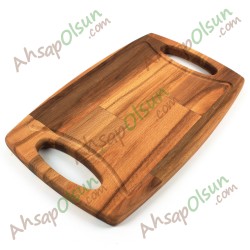 Ahşap Doğrama ve Et Tahtası · Çift Kulplu · 31,6x20 cm
