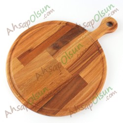 Ahşap Et Tahtası · Saplı Yuvarlak ·  37x29 cm