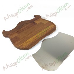 Paslanmaz Çelik ve Ahşap İroko Sunum Tahtası ·  Boğa  37x25 cm
