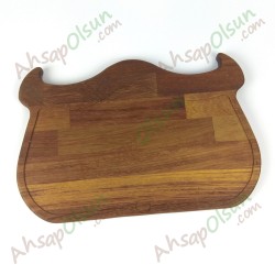 Paslanmaz Çelik ve Ahşap İroko Sunum Tahtası ·  Boğa  37x25 cm