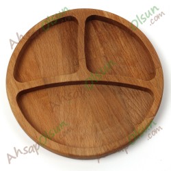 Ahşap Çerezlik · 3 Bölmeli Yuvarlak · Ø 17 cm