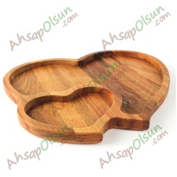 Ahşap Çerez ve Kahvaltı Tabağı · Kalpler No:2 27x25,5 cm