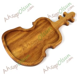 Ahşap Kahvaltı Meyve Çerez Sunum Tabak  iroko · Keman · 36x20 cm