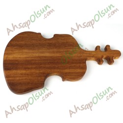 Ahşap Kahvaltı Meyve Çerez Sunum Tabak  iroko · Keman · 36x20 cm