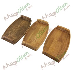 Ahşap Kulplu Tepsi büyük · 41,5x25 cm