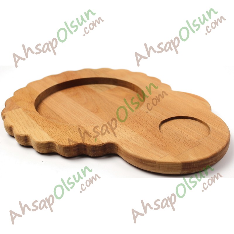 Ahşap Papatya Künefe Servis Tabak · 30,3x23 cm