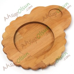 Ahşap Papatya Künefe Servis Tabak · 30,3x23 cm