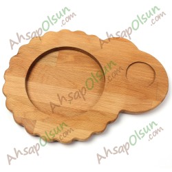 Ahşap Papatya Künefe Servis Tabak · 30,3x23 cm