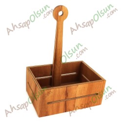 Ahşap Masa Menaj Düzenleyici · Baharat Peçete Ketçap Mayonez stand · 17,5x13 h:24 cm