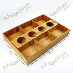 Ahşap Sos Hazneli Çok Gözlü Sunum Tepsisi · 45x32cm
