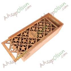 Ahşap Kutu Sürgü Kapak 33,3x14 h:10,5 cm
