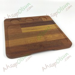 Paslanmaz Çelik ve Ahşap İroko Sunum Tahtası · 29x28 cm