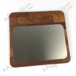 Paslanmaz Çelik ve Ahşap İroko Sunum Tahtası · 29x28 cm