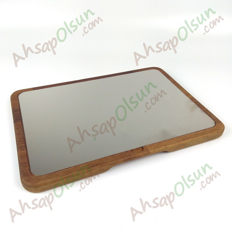 Paslanmaz Çelik ve Ahşap İroko Sunum Tahtası · 35x25 cm Paslanmaz Çelik ve Ahşap İroko Sunum Tahtası · 35x25 cm
