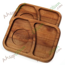 Ahşap Çay Kahve Altlık · 2 Bölmeli · 18x13 cm Ahşap Çay Kahve Altlık · 2 Bölmeli · 18x13 cm