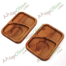 Ahşap Çay Kahve Altlık · 2 Bölmeli · 18x13 cm Ahşap Çay Kahve Altlık · 2 Bölmeli · 18x13 cm
