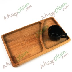 Ahşap Çay Kahve ikram Tepsi · 2 Bölmeli 26x16 cm Ahşap Çay Kahve ikram Tepsi · 2 Bölmeli 26x16 cm