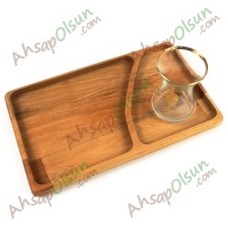 Ahşap Çay Kahve ikram Tepsi · 2 Bölmeli 26x16 cm Ahşap Çay Kahve ikram Tepsi · 2 Bölmeli 26x16 cm