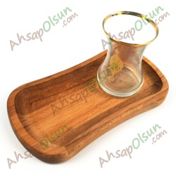 Ahşap Çay Kahve servis Tabak · Narin 20x11 cm