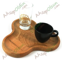 Ahşap Kahve Sunum Tabak · 3 Boğum 20x18,6 cm Ahşap Kahve Sunum Tabak · 3 Boğum 20x18,6 cm