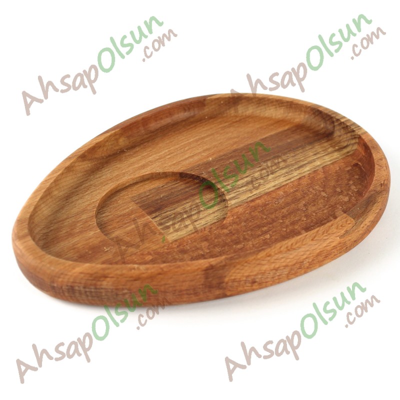 Ahşap Kahve Sunum Tabak · Damla 18x14 cm