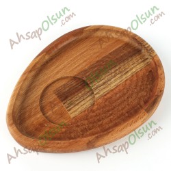 Ahşap Kahve Sunum Tabak · Damla 18x14 cm