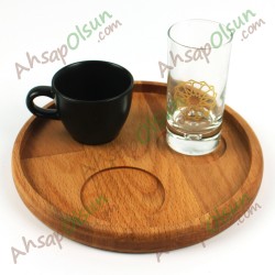 Ahşap Türk Kahvesi Servisi,Yuvarlak Ø 19 cm