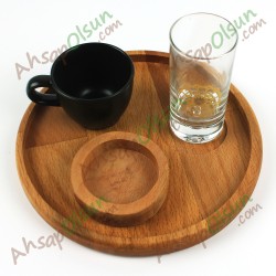Ahşap Türk Kahvesi Servisi,Yuvarlak Ø 19 cm