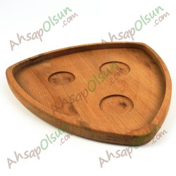 Ahşap Kahve Servis Tabak · Kavis Üçgen 22,7 cm