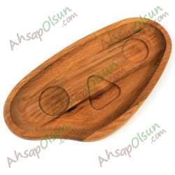 Ahşap Türk Kahvesi servis Tabak · 26x14 cm