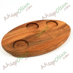 Ahşap Türk Kahvesi Sunum Tahtası · Oval 24x15 cm