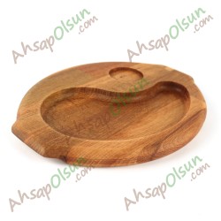 Ahşap Kahve ikram Tabak · 23x18 cm