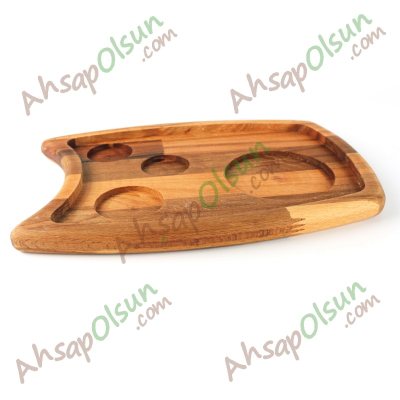 Ahşap French Press Sunum Tabak · 28x20 cm