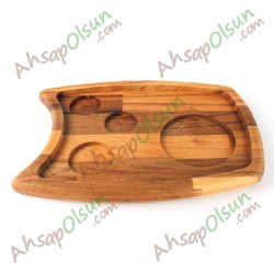 Ahşap French Press Sunum Tabak · 28x20 cm