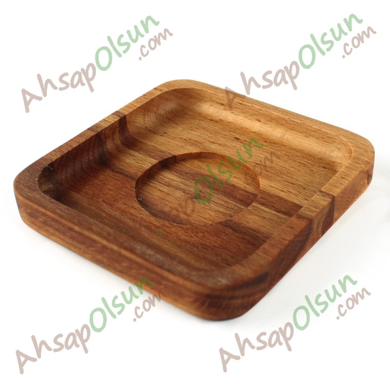Ahşap Kare Çay tabak · 10x10 cm