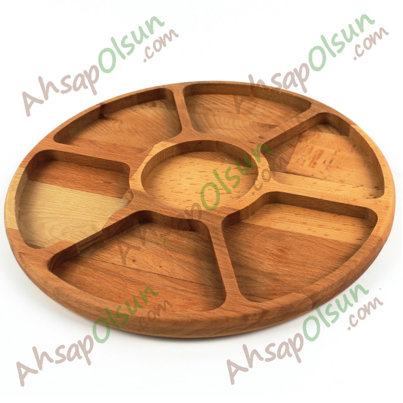 Ahşap Kahvaltılık Çerezlik · 7 Bölmeli Yuvarlak ·  Ø 29 cm