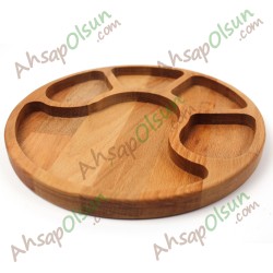 Ahşap Kahvaltılık Çerezlik · 5 Bölmeli Yuvarlak ·  Ø 22,4 cm