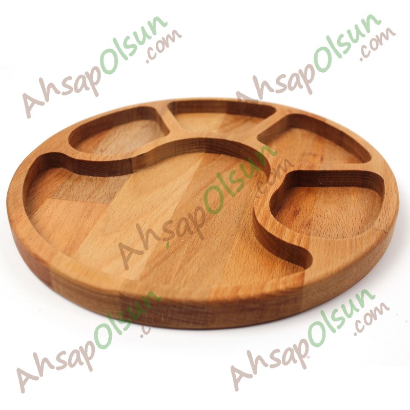 Ahşap Kahvaltılık Çerezlik · 5 Bölmeli Yuvarlak ·  Ø 22,4 cm
