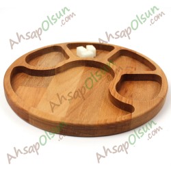 Ahşap Kahvaltılık Çerezlik · 5 Bölmeli Yuvarlak ·  Ø 22,4 cm