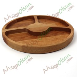 Ahşap Çerezlik · 3 Bölmeli Yuvarlak · Ø 19 cm