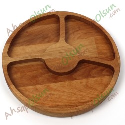 Ahşap Çerezlik · 3 Bölmeli Yuvarlak · Ø 19 cm