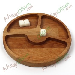 Ahşap Çerezlik · 3 Bölmeli Yuvarlak · Ø 19 cm