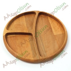 Ahşap Çerezlik · 3 Bölmeli Yuvarlak Tabak · Ø 19 cm