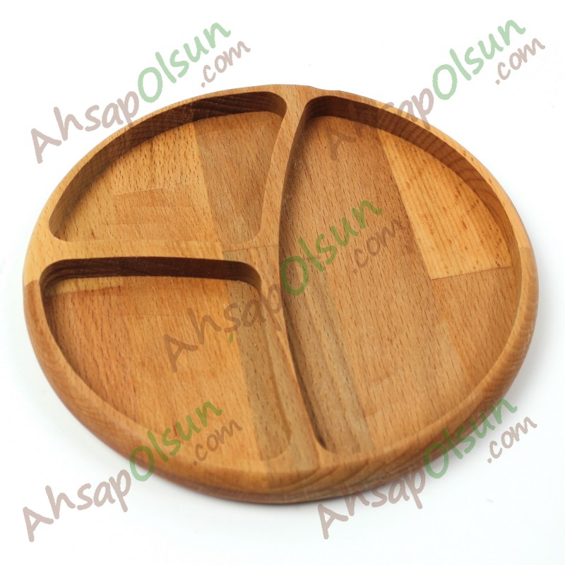 Ahşap Çerezlik · 3 Bölmeli Yuvarlak Tabak · Ø 19 cm Ahşap Çerezlik · 3 Bölmeli Yuvarlak Tabak · Ø 19 cm