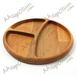 Ahşap Çerezlik · 3 Bölmeli Yuvarlak Tabak · Ø 19 cm Ahşap Çerezlik · 3 Bölmeli Yuvarlak Tabak · Ø 19 cm