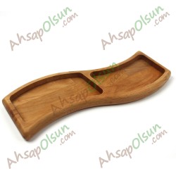 Ahşap Çerezlik Kahvalık · "S" 2 Bölmeli · 29x13 cm