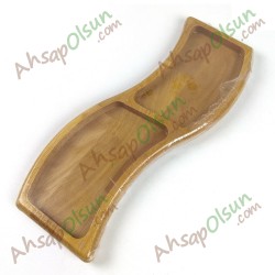 Ahşap Çerezlik Kahvalık · "S" 2 Bölmeli · 29x13 cm