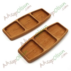 Ahşap Çerezlik Kahvalık · 3 Bölmeli · 25x9,6 cm Ahşap Çerezlik Kahvalık · 3 Bölmeli · 25x9,6 cm